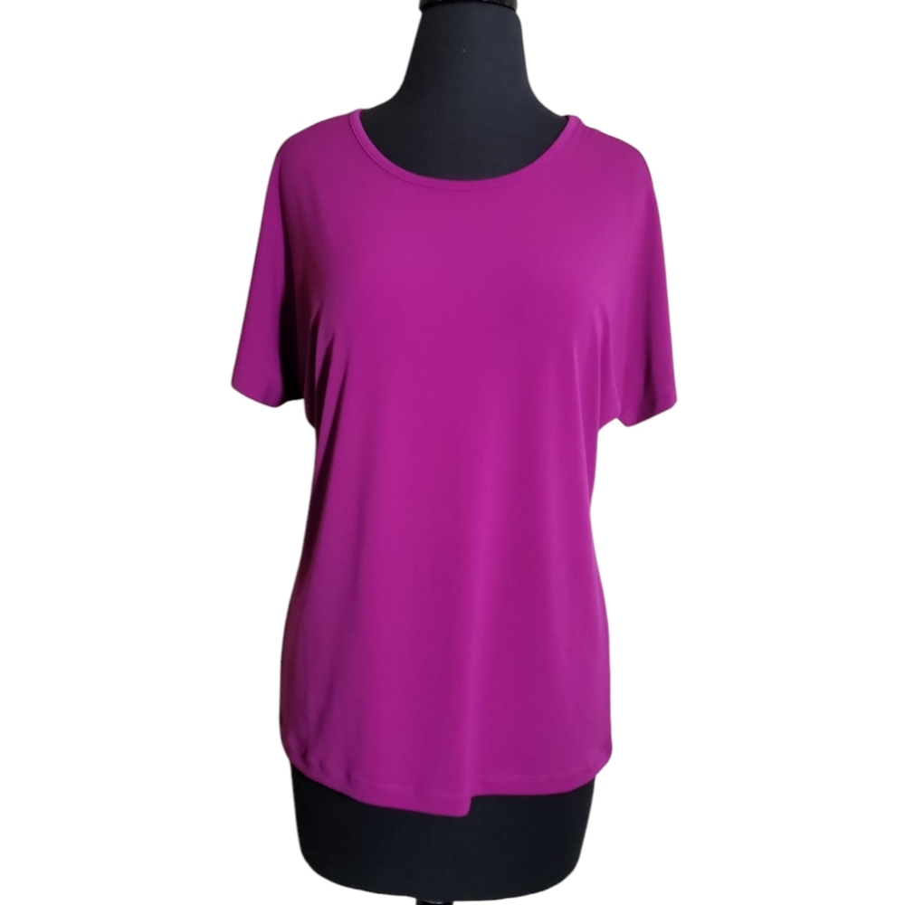 Iman crew neck pull over pink raglan short sleeve top women’s medium